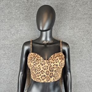 AWOO Leopard Print Bustier Corset Crop Top Jr. Size Large
